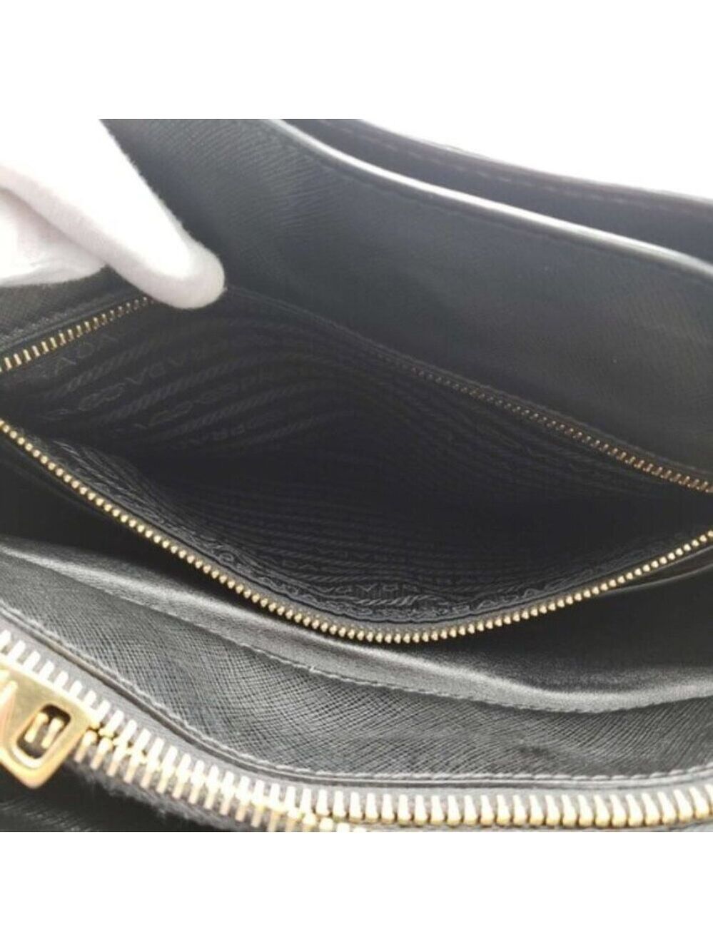 Prada Saffiano Triple Pocket Nero Black Shoulder Bag - Picture 13 of 16